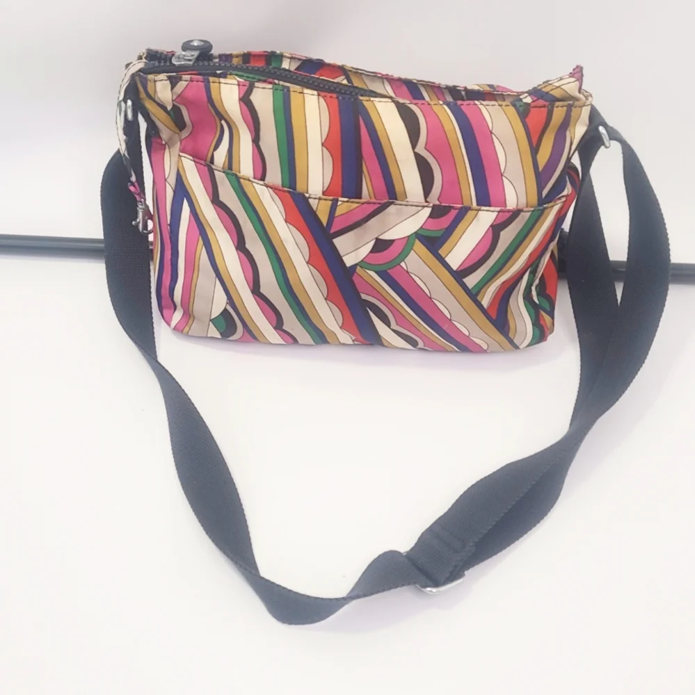 Kipling pink cream and yellow multicolor‎ swirl pattern crossbody shoulder bag
